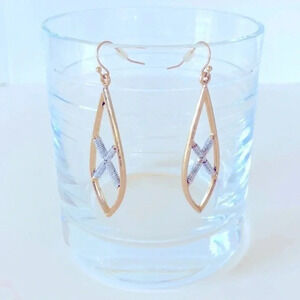 Marlyn Schiff Gold Tone Elongated Teardrop Earring with Silver Accents